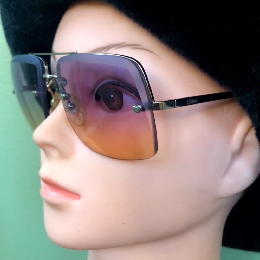 Chloe 45s sunglasses squared half rim with pink double grading lenses